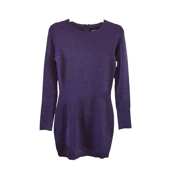 Retrofete Long Sleeve Mini Dress Metallic Purple Size Medium Cocktail Party Club - Picture 5 of 7